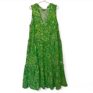 Lilly Pulitzer Green Floral V-Neck Tiered XS Dress #lillypulitzer #dress #XS